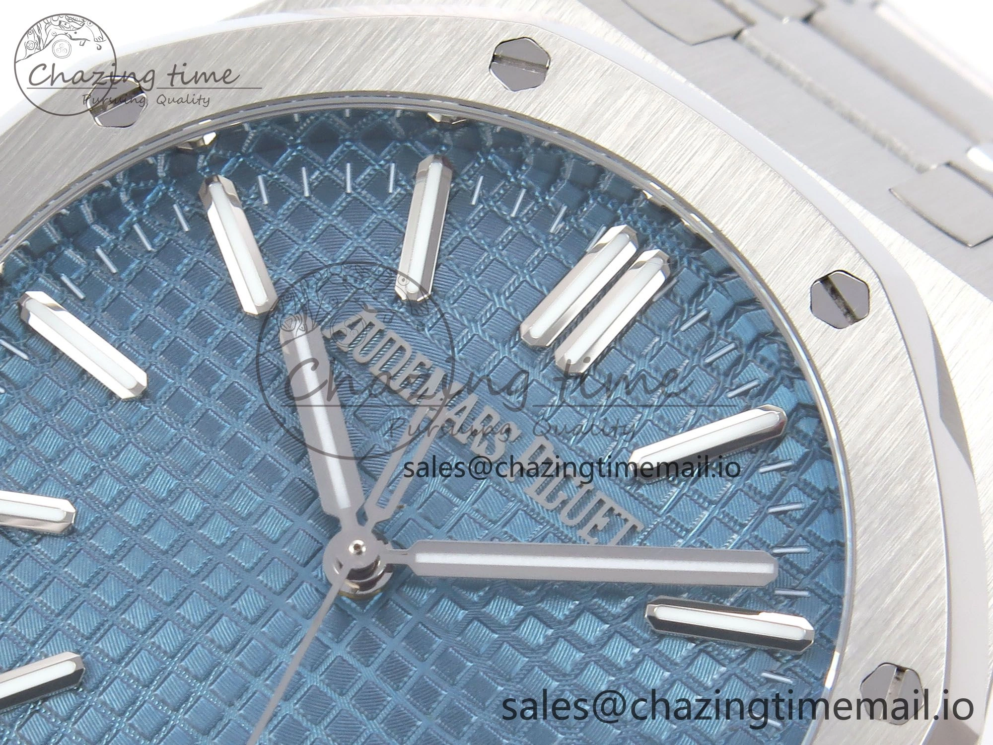 Royal Oak 41mm 15510 “50th Anniversary” SS IPF 1:1 Best Edition Light Blue Textured Dial on SS Bracelet SA4302 Super Clone