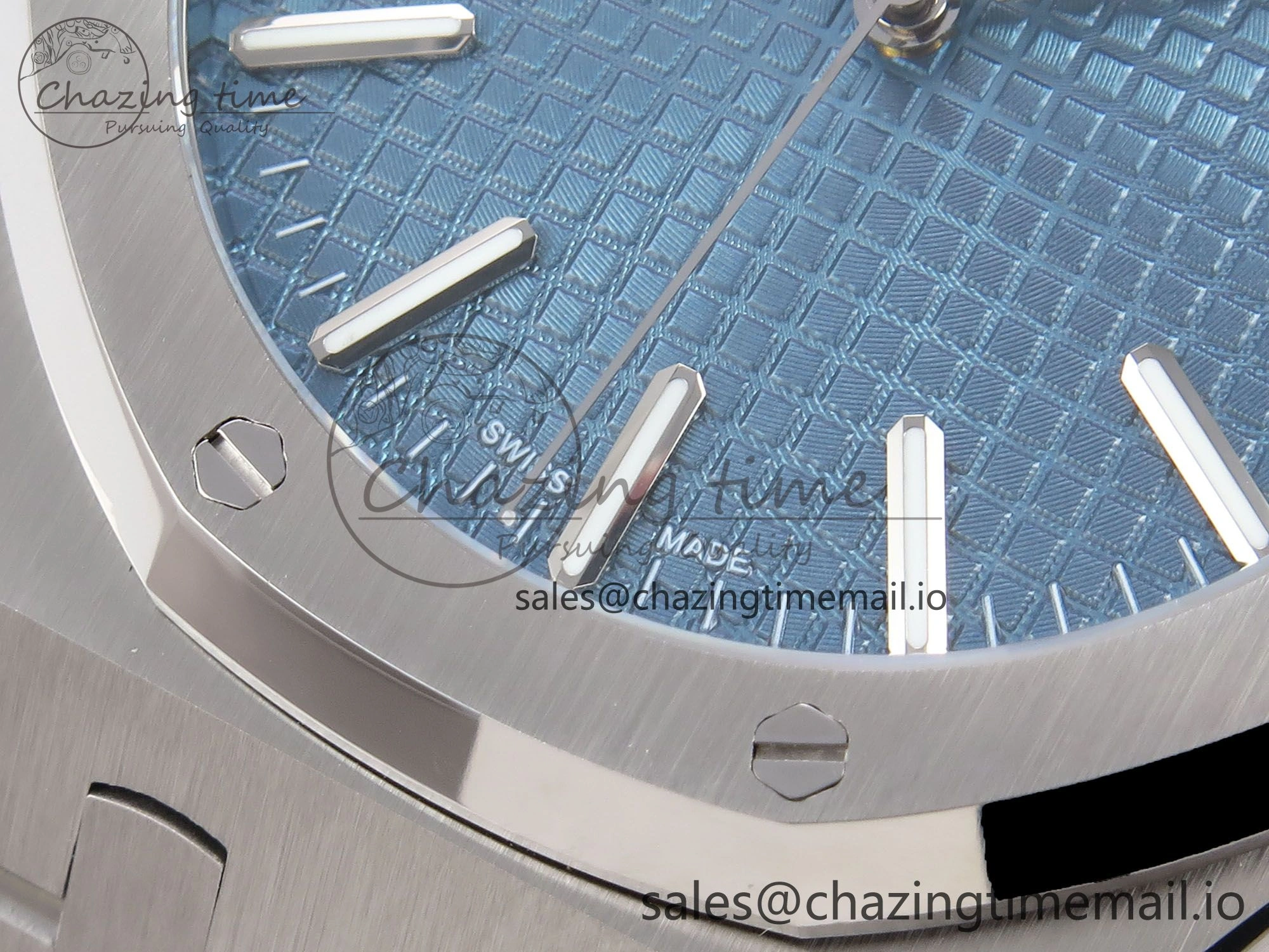 Royal Oak 41mm 15510 “50th Anniversary” SS IPF 1:1 Best Edition Light Blue Textured Dial on SS Bracelet SA4302 Super Clone