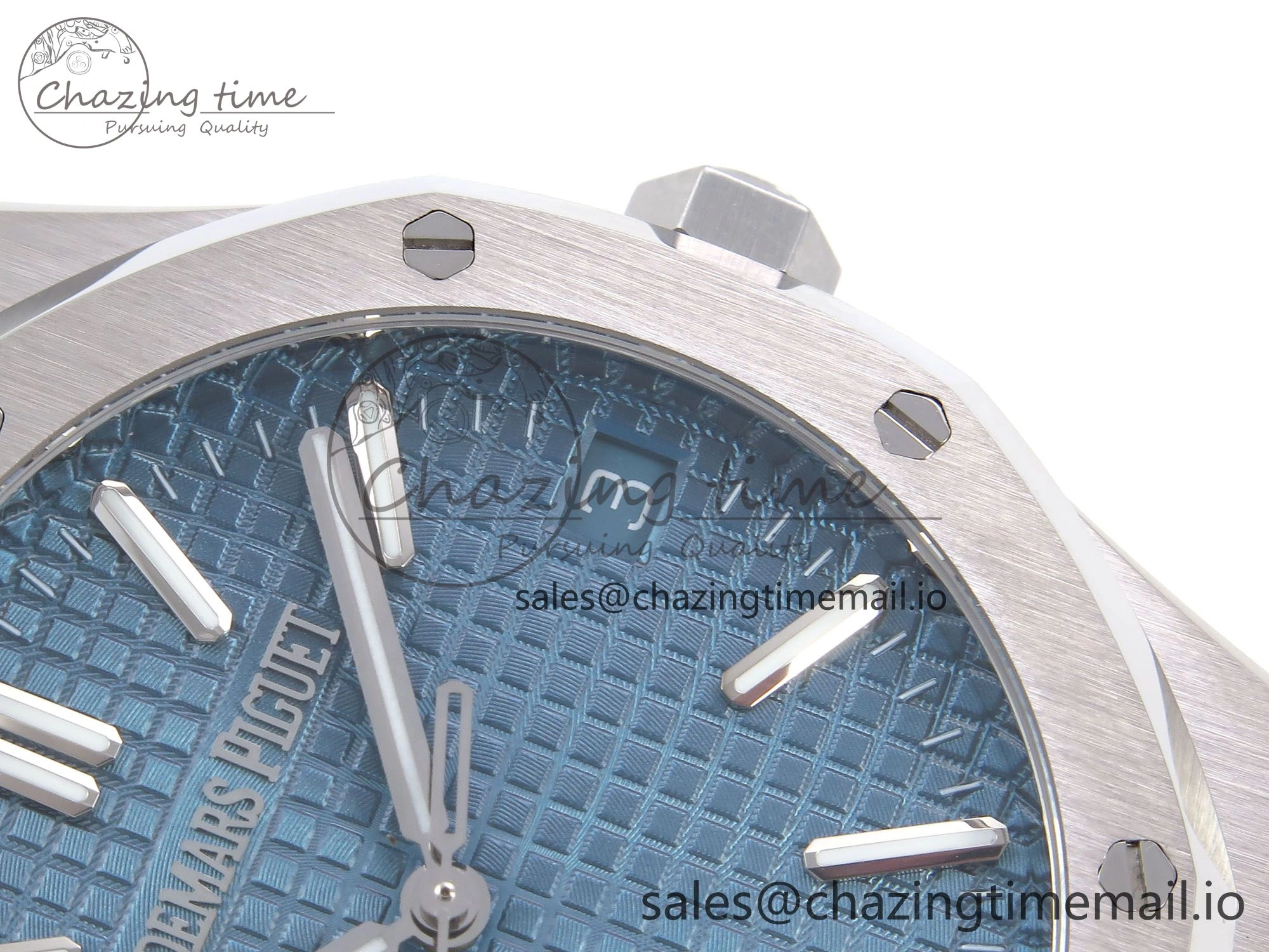 Royal Oak 41mm 15510 “50th Anniversary” SS IPF 1:1 Best Edition Light Blue Textured Dial on SS Bracelet SA4302 Super Clone