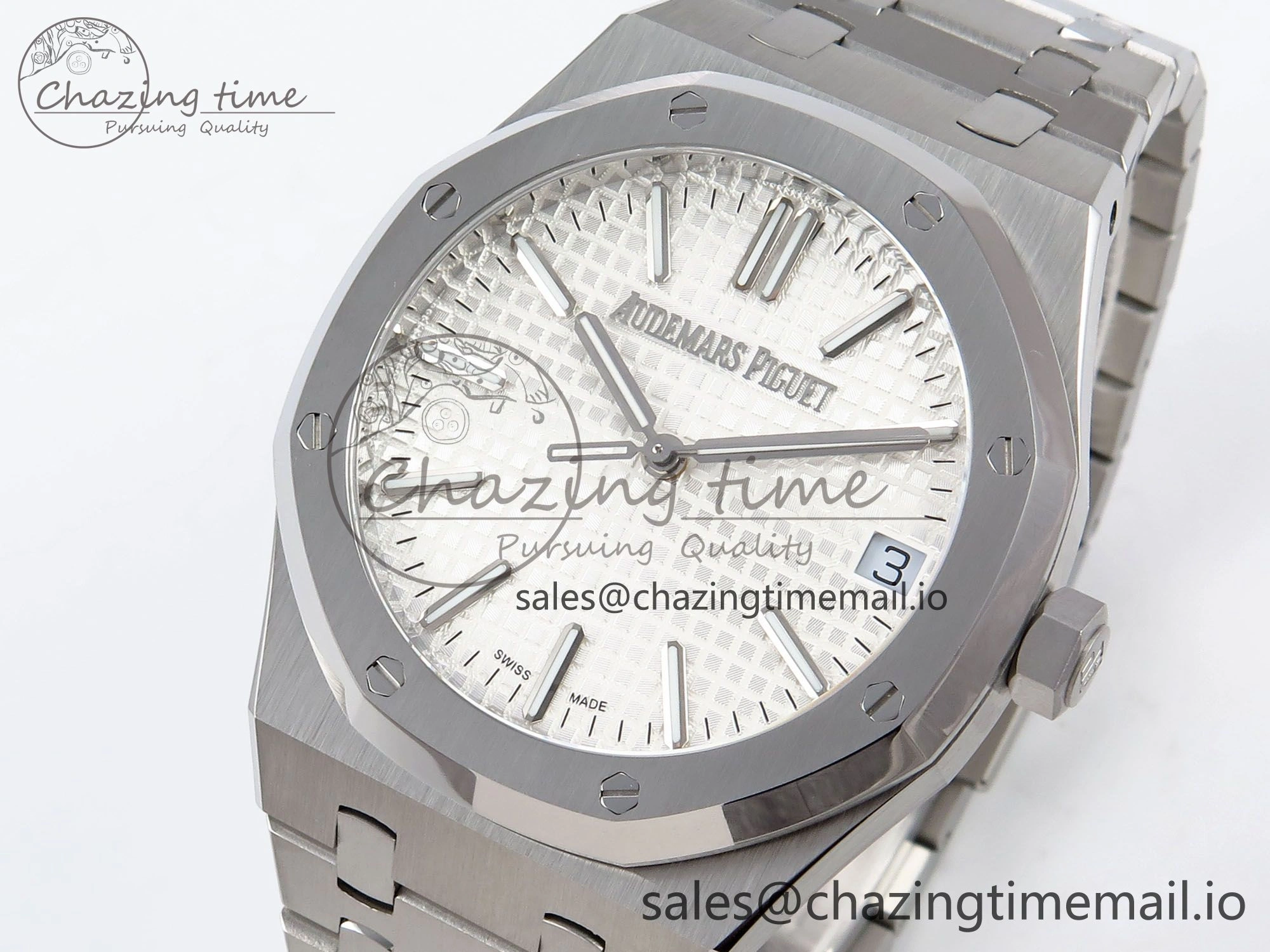 Royal Oak 41mm 15510 “50th Anniversary” SS IPF 1:1 Best Edition White Textured Dial on SS Bracelet SA4302 Super Clone
