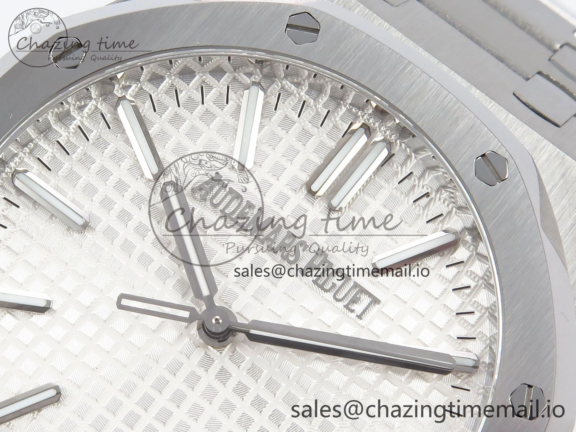 Royal Oak 41mm 15510 “50th Anniversary” SS IPF 1:1 Best Edition White Textured Dial on SS Bracelet SA4302 Super Clone