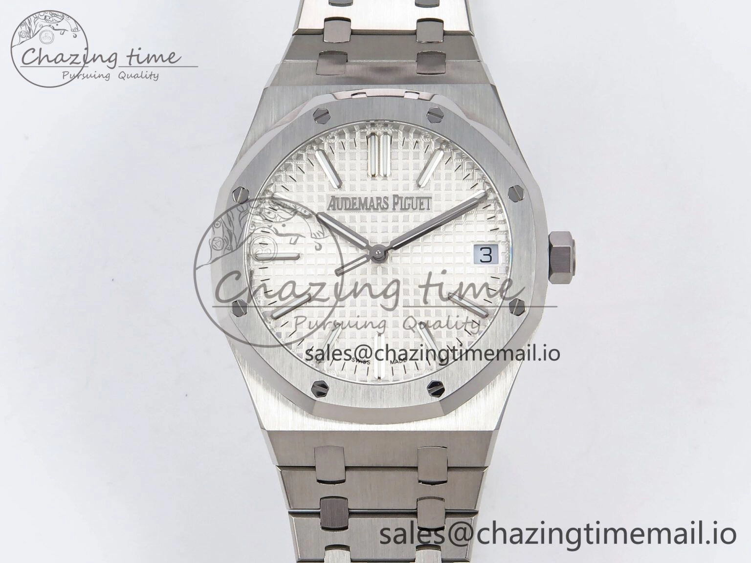 Royal Oak 41mm 15510 “50th Anniversary” SS IPF 1:1 Best Edition White Textured Dial on SS Bracelet SA4302 Super Clone