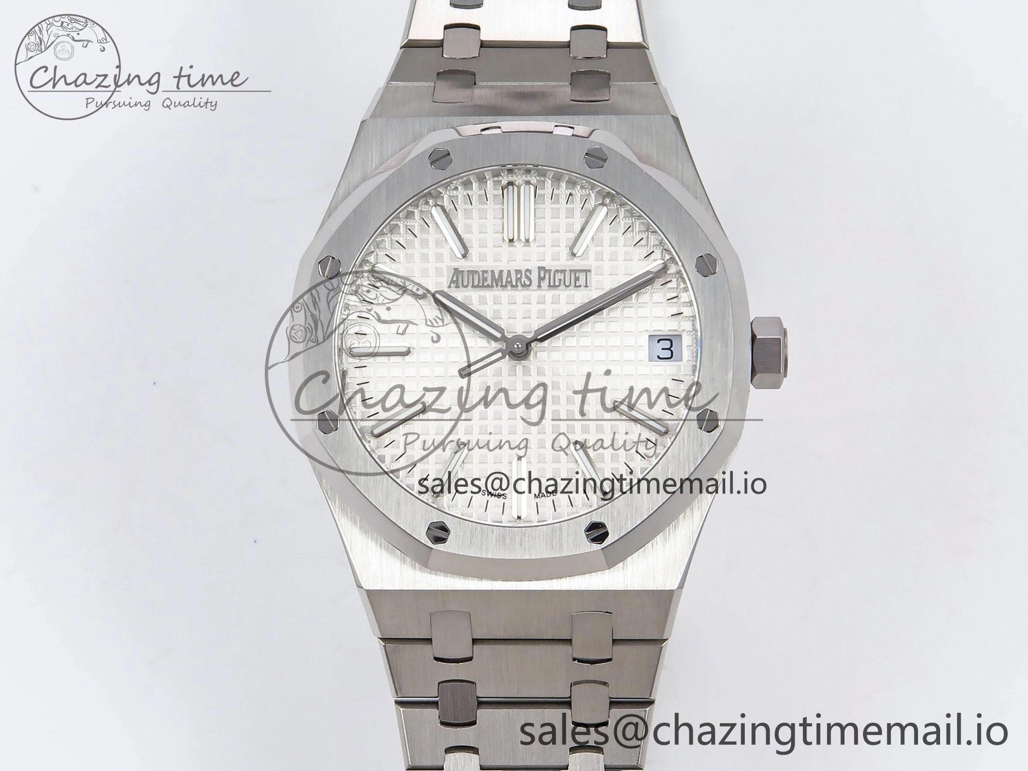 Royal Oak 41mm 15510 “50th Anniversary” SS IPF 1:1 Best Edition White Textured Dial on SS Bracelet SA4302 Super Clone