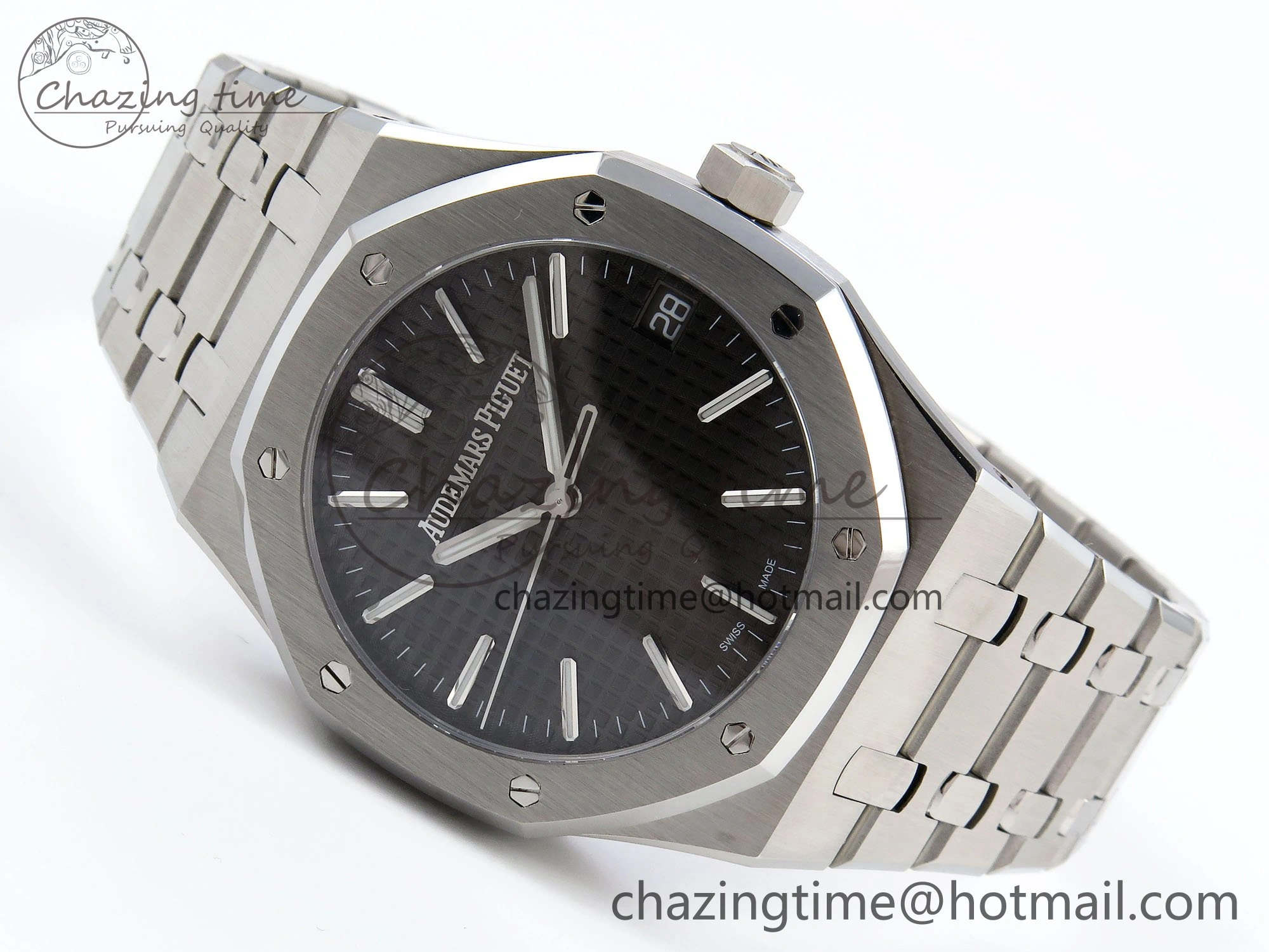 Royal Oak 41mm 15510 “50th Anniversary” SS SF 1:1 Best Edition Black Dial on SS Bracelet SA4302 Super Clone
