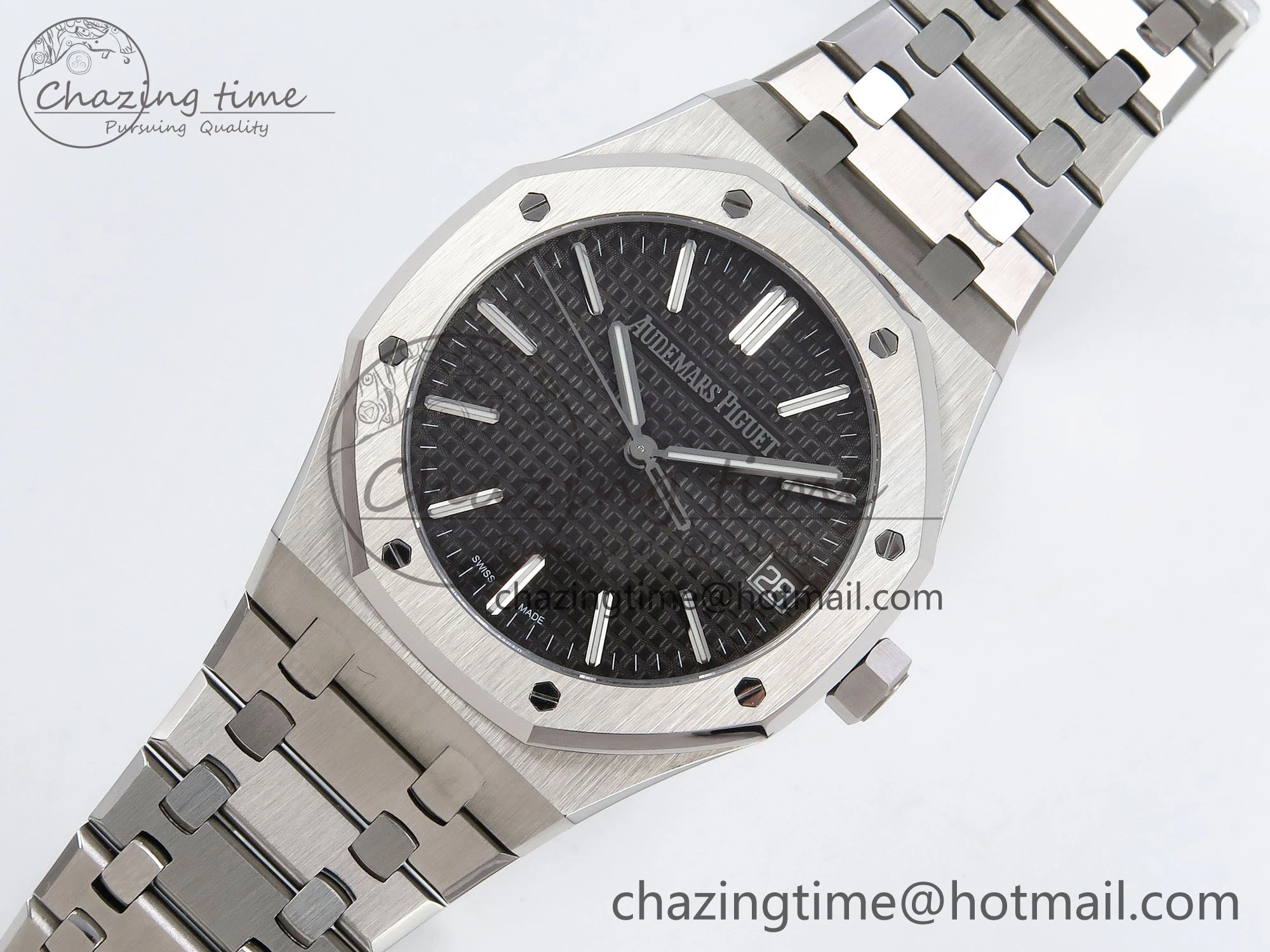 Royal Oak 41mm 15510 “50th Anniversary” SS SF 1:1 Best Edition Black Dial on SS Bracelet SA4302 Super Clone