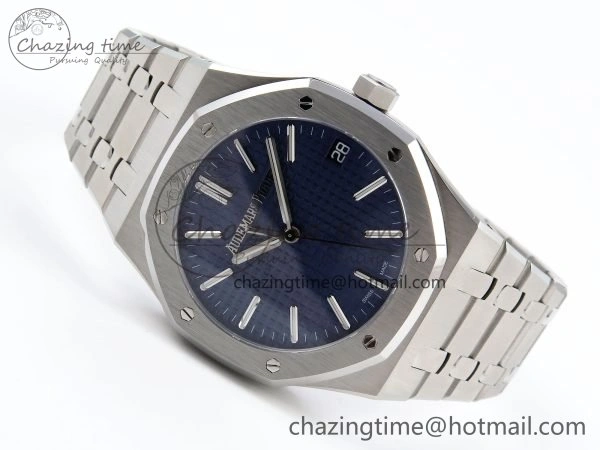 Royal Oak 41mm 15510 “50th Anniversary” SS SF 1:1 Best Edition Blue Dial on SS Bracelet SA4302 Super Clone