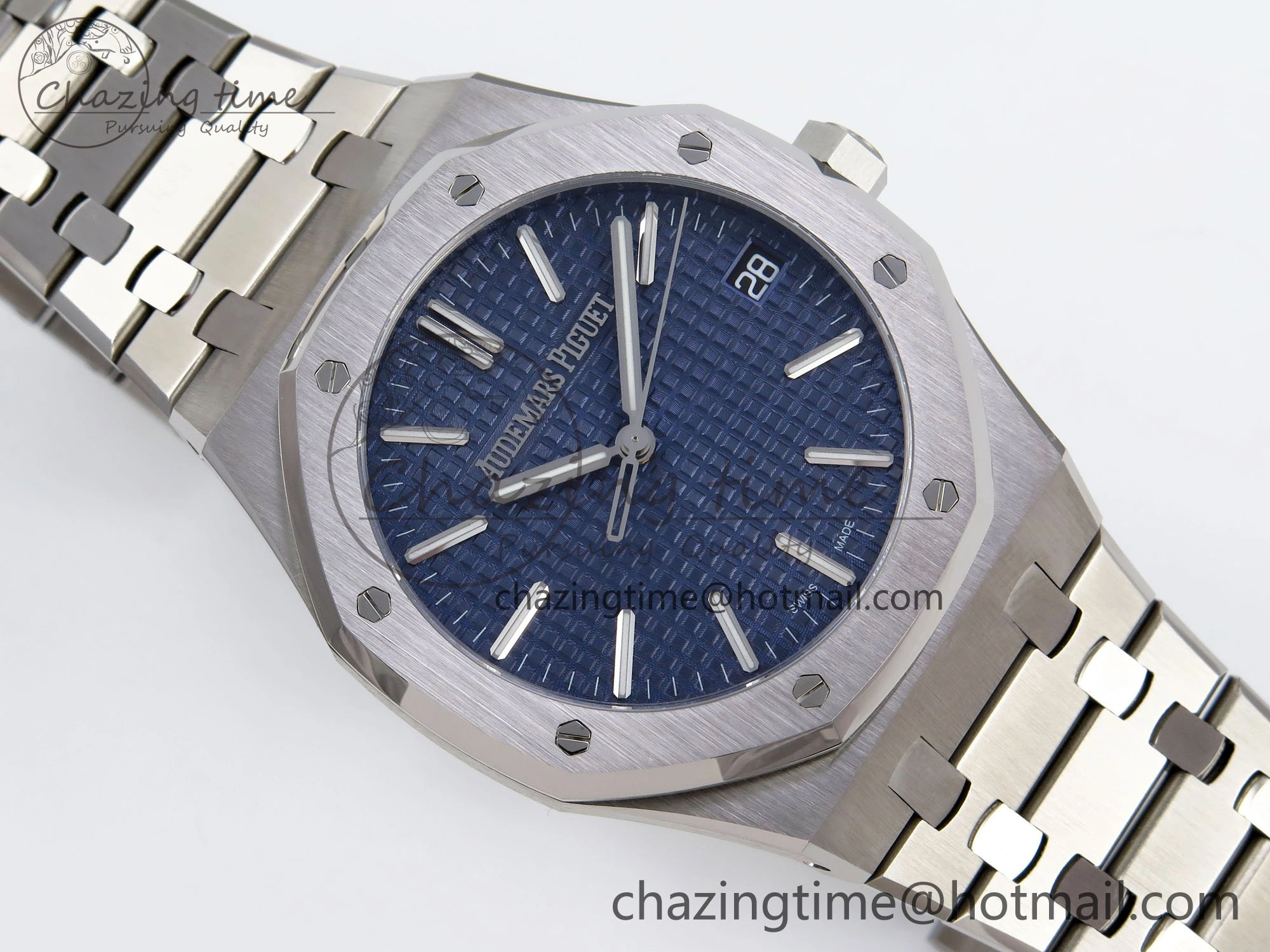 Royal Oak 41mm 15510 “50th Anniversary” SS SF 1:1 Best Edition Blue Dial on SS Bracelet SA4302 Super Clone