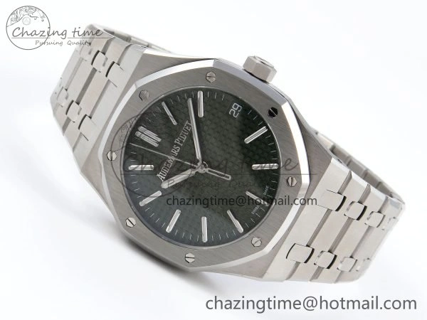 Royal Oak 41mm 15510 “50th Anniversary” SS SF 1:1 Best Edition Green Dial on SS Bracelet SA4302 Super Clone