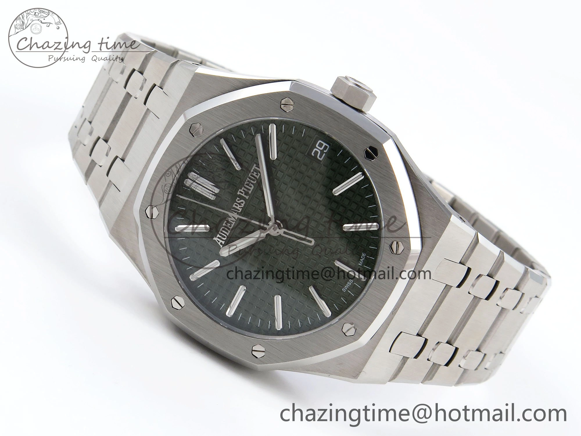 Royal Oak 41mm 15510 “50th Anniversary” SS SF 1:1 Best Edition Green Dial on SS Bracelet SA4302 Super Clone