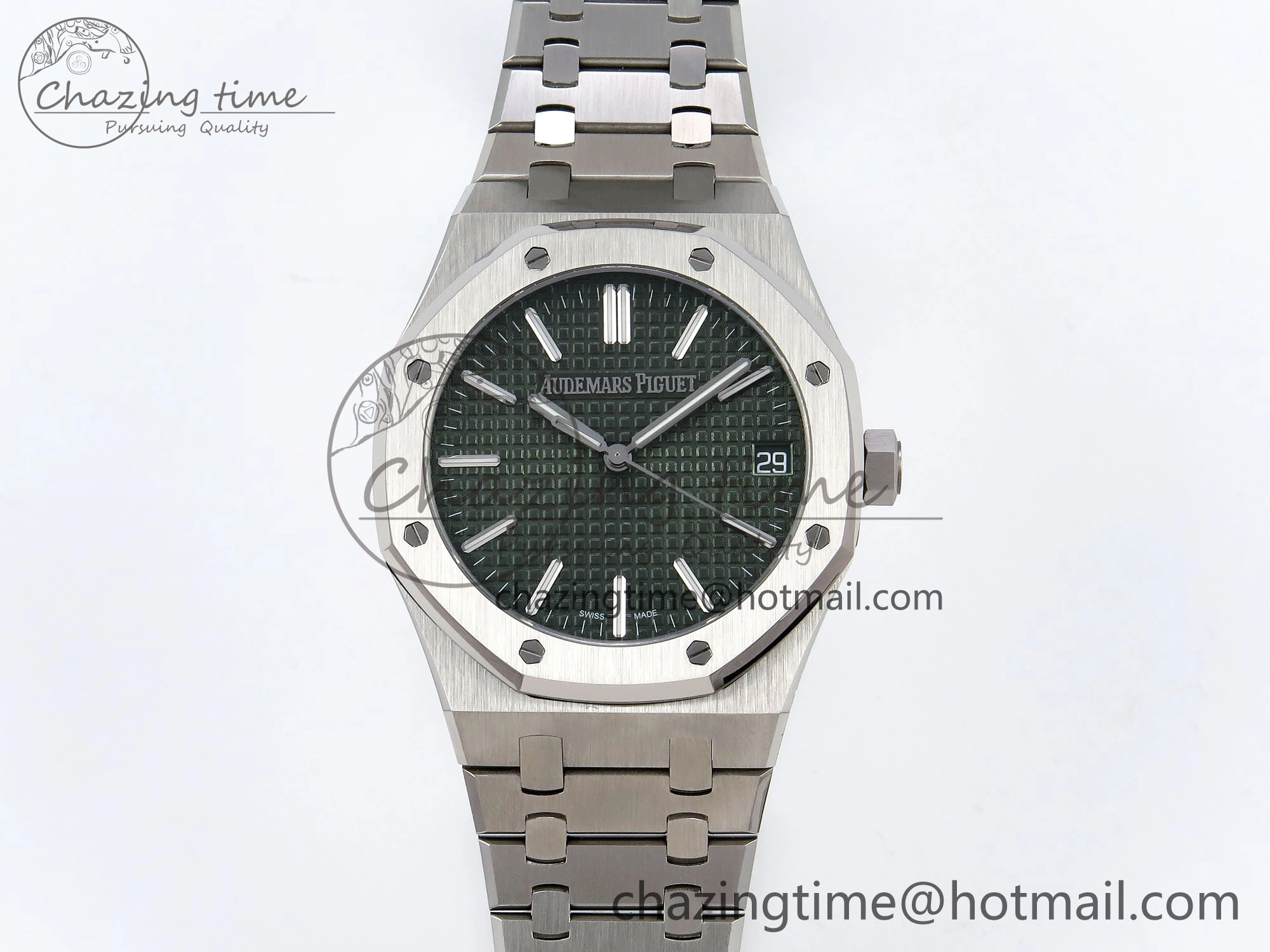 Royal Oak 41mm 15510 “50th Anniversary” SS SF 1:1 Best Edition Green Dial on SS Bracelet SA4302 Super Clone