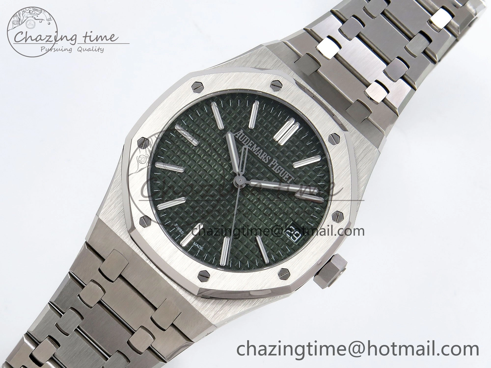 Royal Oak 41mm 15510 “50th Anniversary” SS SF 1:1 Best Edition Green Dial on SS Bracelet SA4302 Super Clone