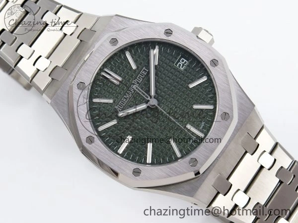 Royal Oak 41mm 15510 “50th Anniversary” SS SF 1:1 Best Edition Green Dial on SS Bracelet SA4302 Super Clone