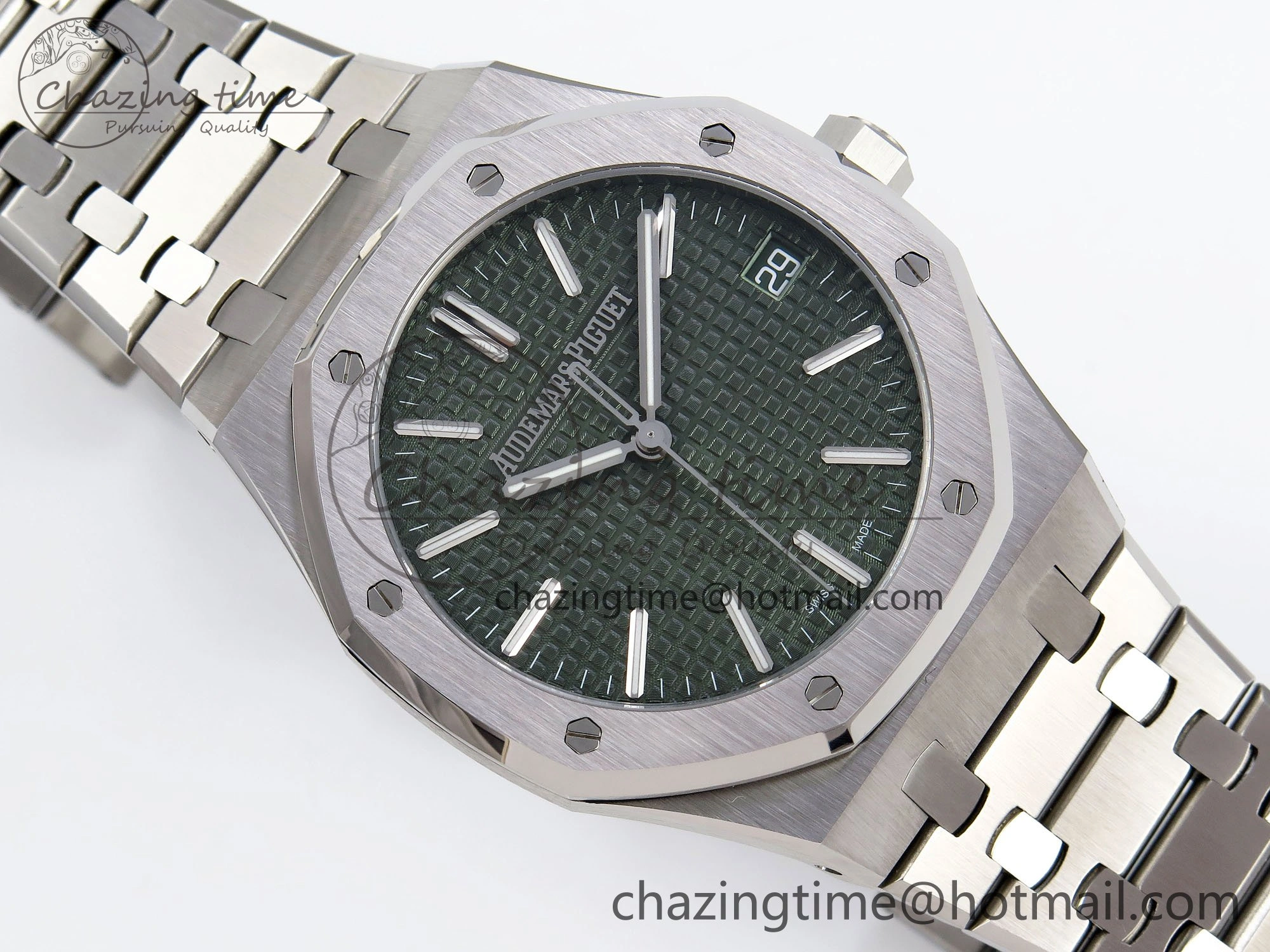Royal Oak 41mm 15510 “50th Anniversary” SS SF 1:1 Best Edition Green Dial on SS Bracelet SA4302 Super Clone