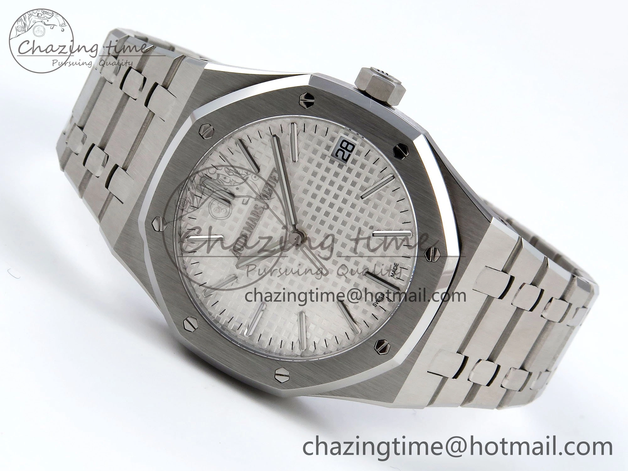 Royal Oak 41mm 15510 “50th Anniversary” SS SF 1:1 Best Edition White Dial on SS Bracelet SA4302 Super Clone
