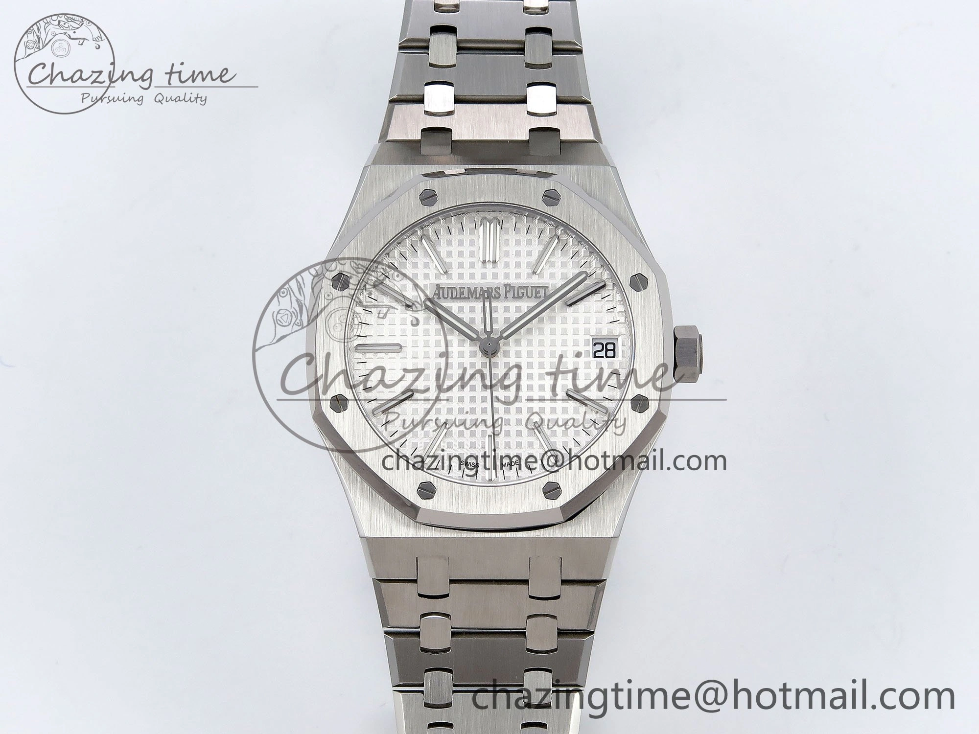 Royal Oak 41mm 15510 “50th Anniversary” SS SF 1:1 Best Edition White Dial on SS Bracelet SA4302 Super Clone