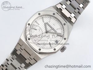 Royal Oak 41mm 15510 “50th Anniversary” SS SF 1:1 Best Edition White Dial on SS Bracelet SA4302 Super Clone