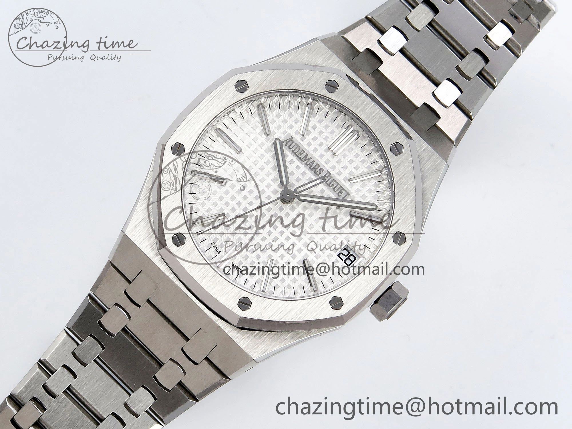 Royal Oak 41mm 15510 “50th Anniversary” SS SF 1:1 Best Edition White Dial on SS Bracelet SA4302 Super Clone