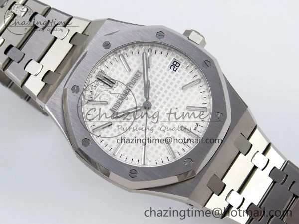 Royal Oak 41mm 15510 “50th Anniversary” SS SF 1:1 Best Edition White Dial on SS Bracelet SA4302 Super Clone