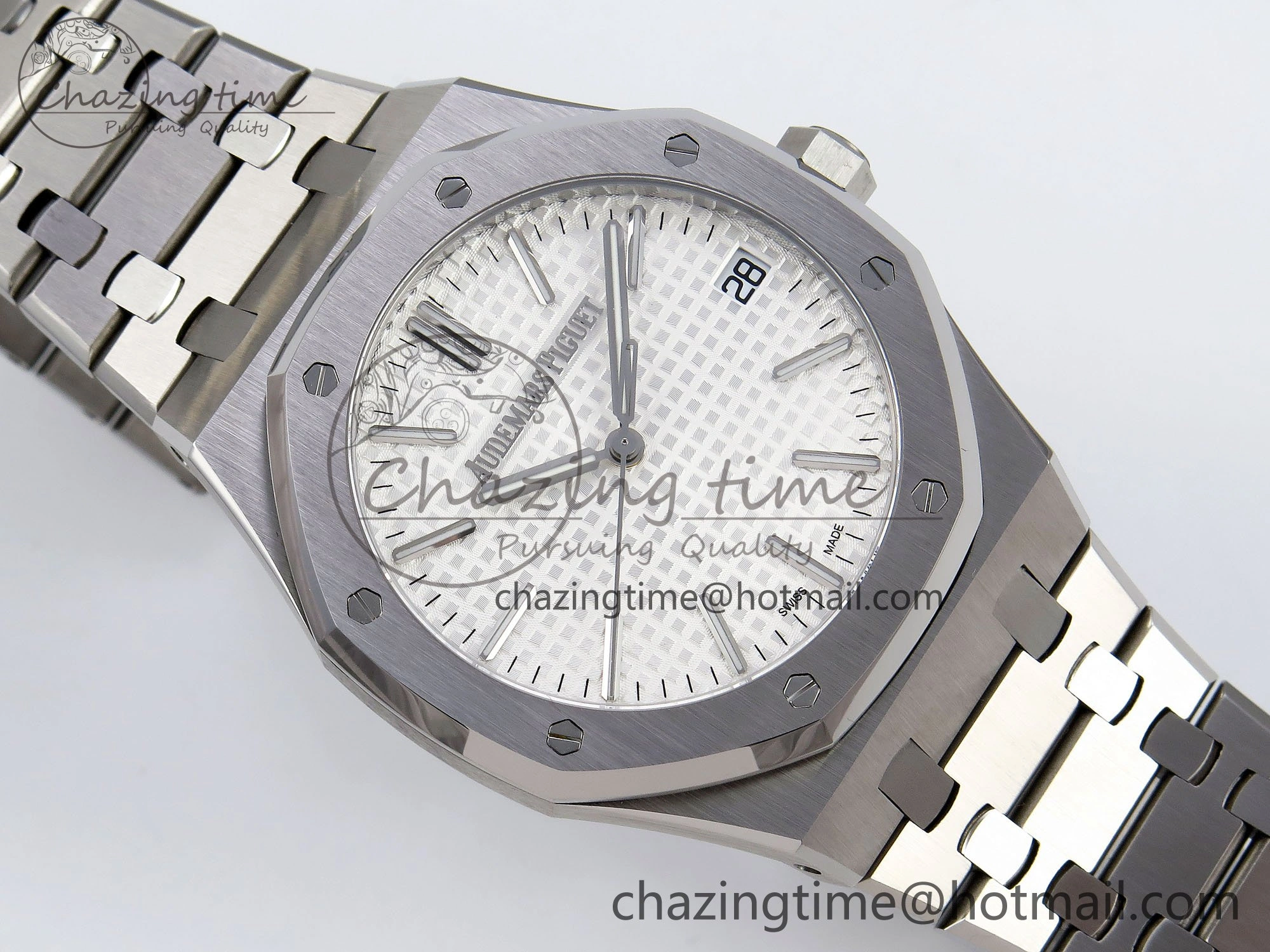 Royal Oak 41mm 15510 “50th Anniversary” SS SF 1:1 Best Edition White Dial on SS Bracelet SA4302 Super Clone