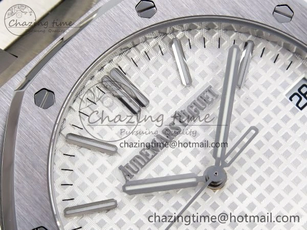Royal Oak 41mm 15510 “50th Anniversary” SS SF 1:1 Best Edition White Dial on SS Bracelet SA4302 Super Clone