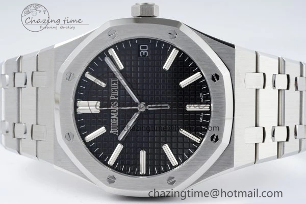 Royal Oak 41mm 15510 “50th Anniversary” SS ZF 1:1 Best Edition Black Textured Dial on SS Bracelet A4302