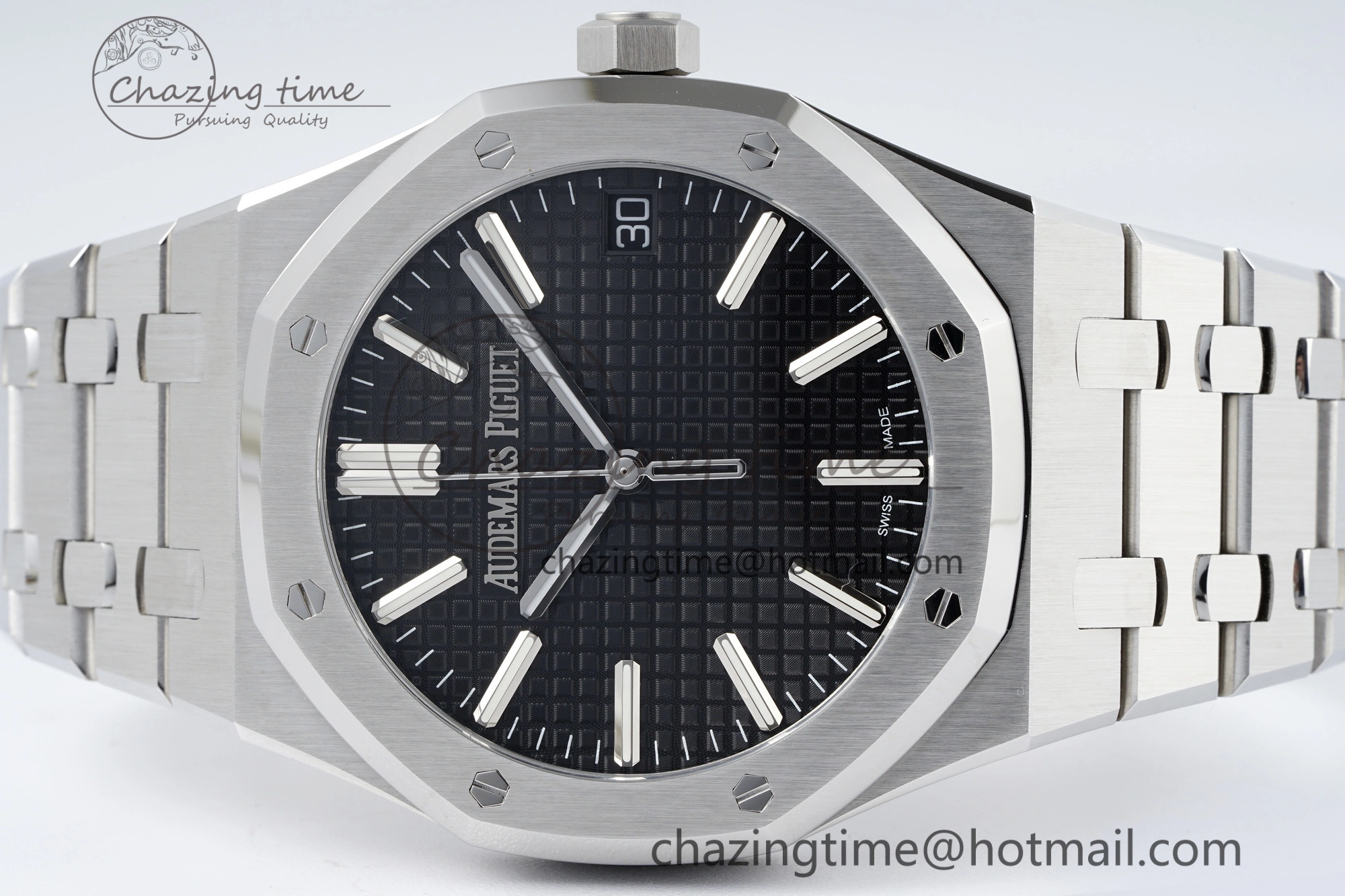 Royal Oak 41mm 15510 “50th Anniversary” SS ZF 1:1 Best Edition Black Textured Dial on SS Bracelet A4302