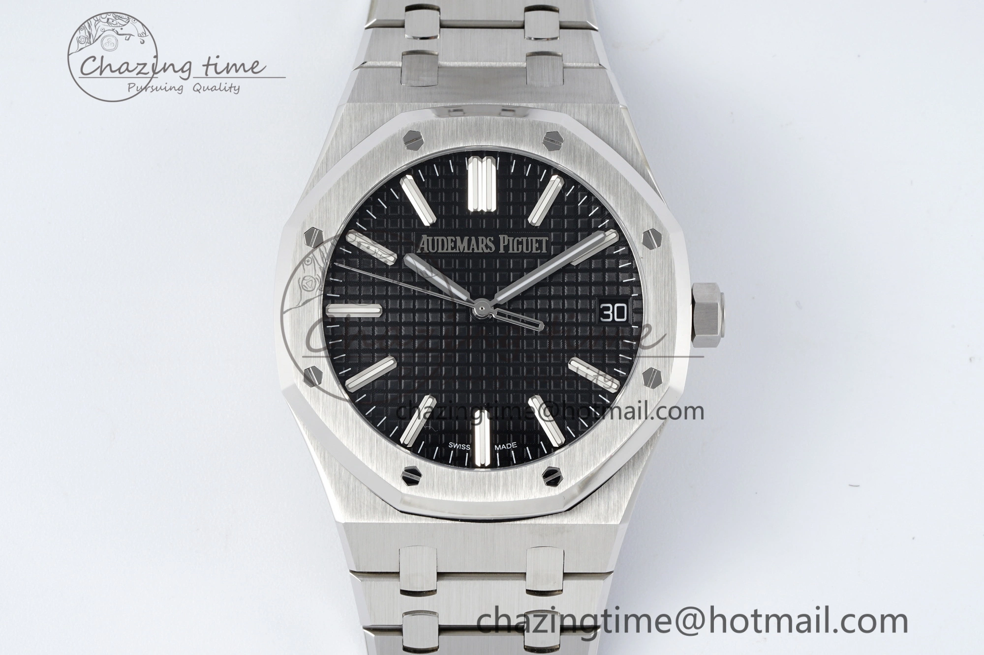 Royal Oak 41mm 15510 “50th Anniversary” SS ZF 1:1 Best Edition Black Textured Dial on SS Bracelet A4302