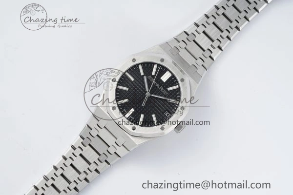 Royal Oak 41mm 15510 “50th Anniversary” SS ZF 1:1 Best Edition Black Textured Dial on SS Bracelet A4302