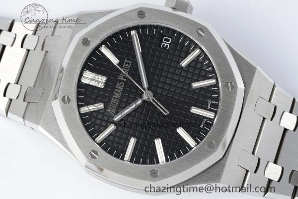 Royal Oak 41mm 15510 “50th Anniversary” SS ZF 1:1 Best Edition Black Textured Dial on SS Bracelet A4302