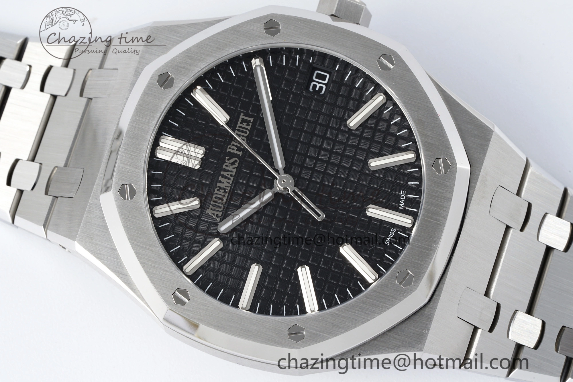 Royal Oak 41mm 15510 “50th Anniversary” SS ZF 1:1 Best Edition Black Textured Dial on SS Bracelet A4302