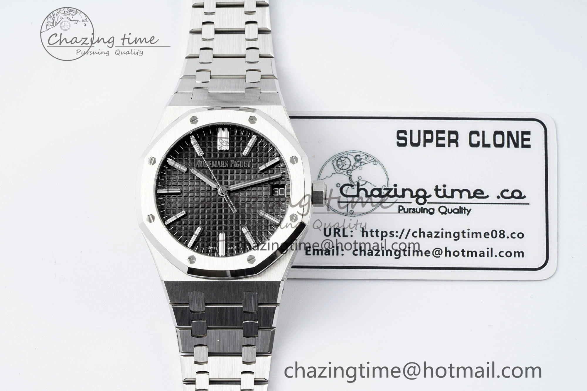 Royal Oak 41mm 15510 “50th Anniversary” SS ZF 1:1 Best Edition Black Textured Dial on SS Bracelet A4302