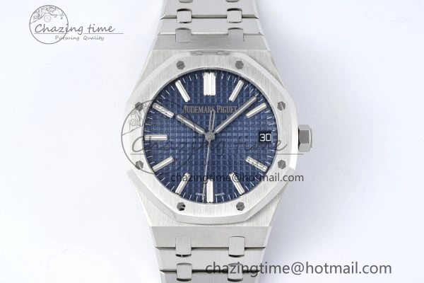 Royal Oak 41mm 15510 “50th Anniversary” SS ZF 1:1 Best Edition Blue Textured Dial on SS Bracelet A4302
