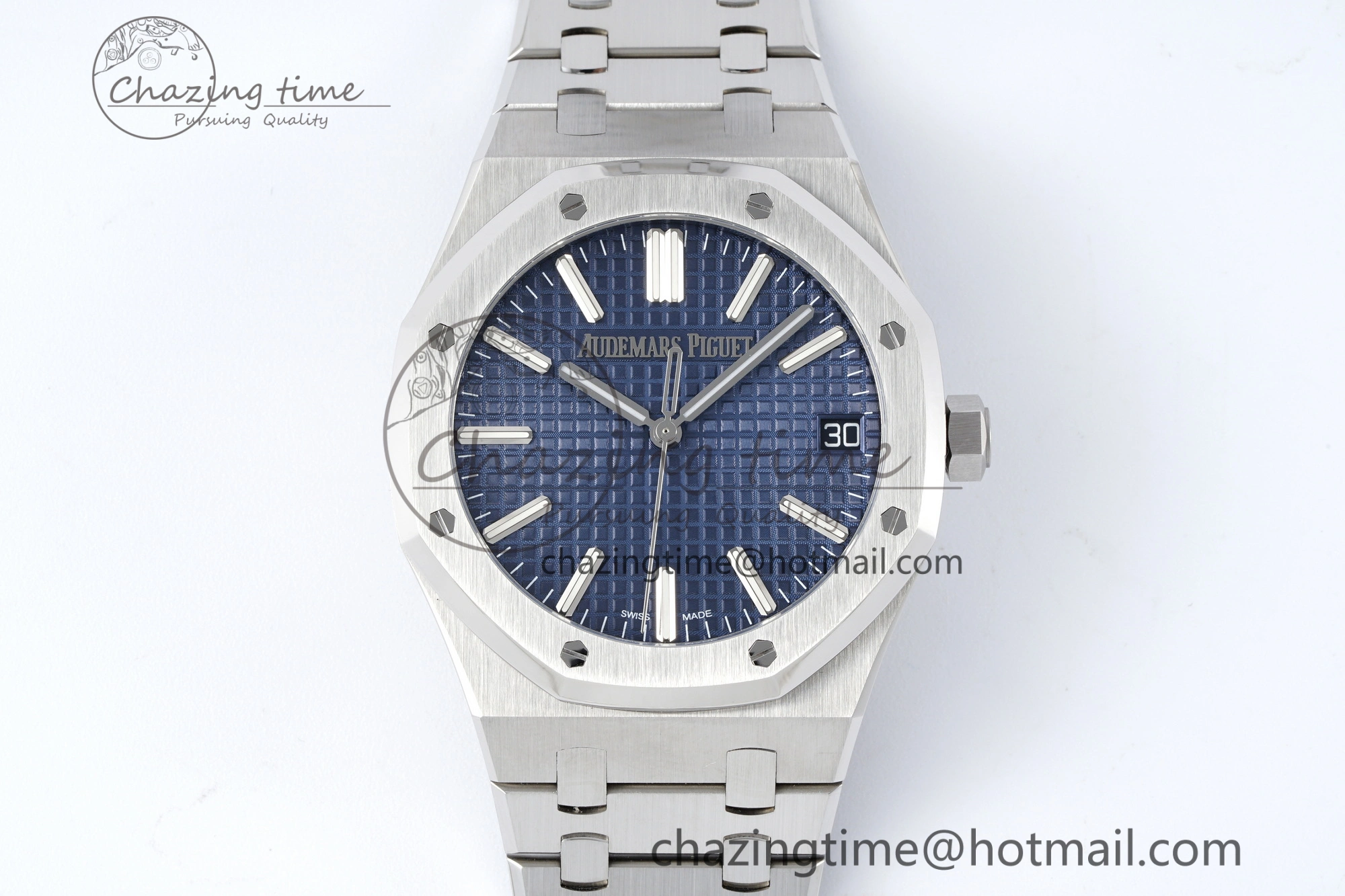 Royal Oak 41mm 15510 “50th Anniversary” SS ZF 1:1 Best Edition Blue Textured Dial on SS Bracelet A4302