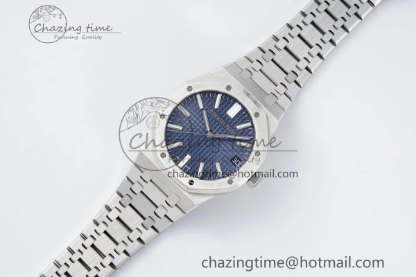 Royal Oak 41mm 15510 “50th Anniversary” SS ZF 1:1 Best Edition Blue Textured Dial on SS Bracelet A4302