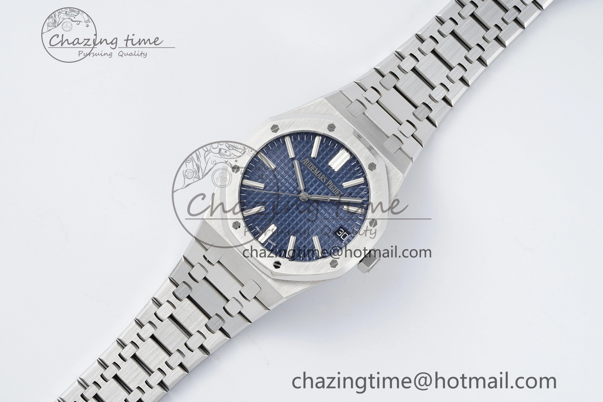 Royal Oak 41mm 15510 “50th Anniversary” SS ZF 1:1 Best Edition Blue Textured Dial on SS Bracelet A4302