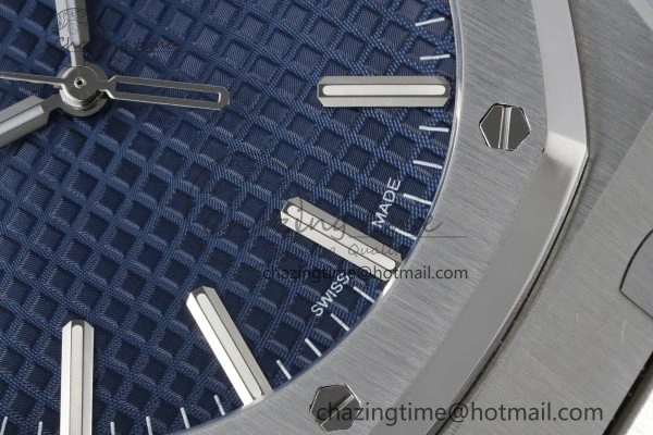 Royal Oak 41mm 15510 “50th Anniversary” SS ZF 1:1 Best Edition Blue Textured Dial on SS Bracelet A4302