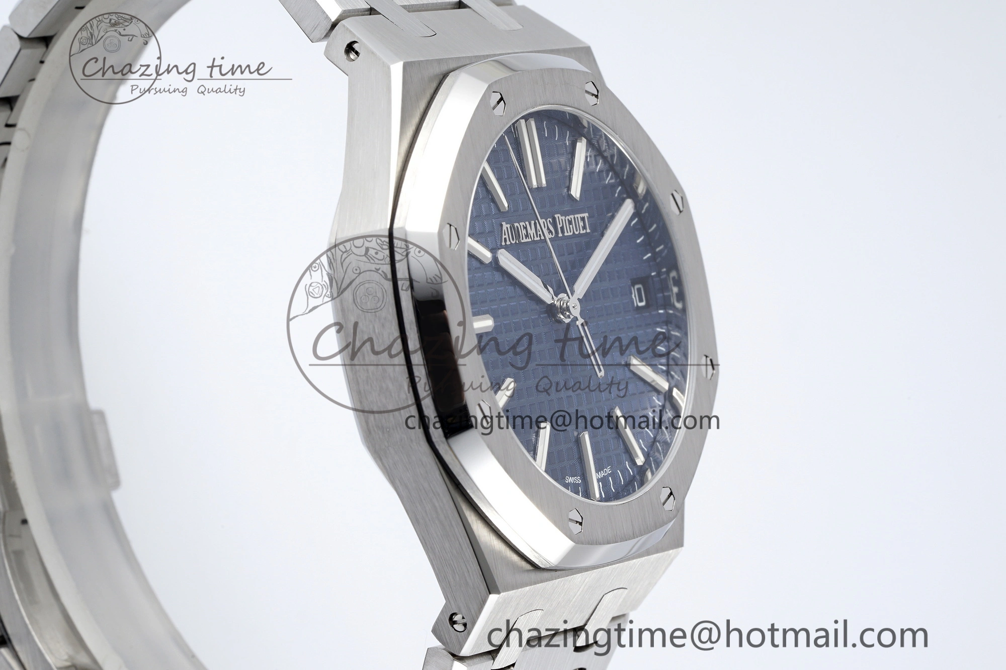 Royal Oak 41mm 15510 “50th Anniversary” SS ZF 1:1 Best Edition Blue Textured Dial on SS Bracelet A4302