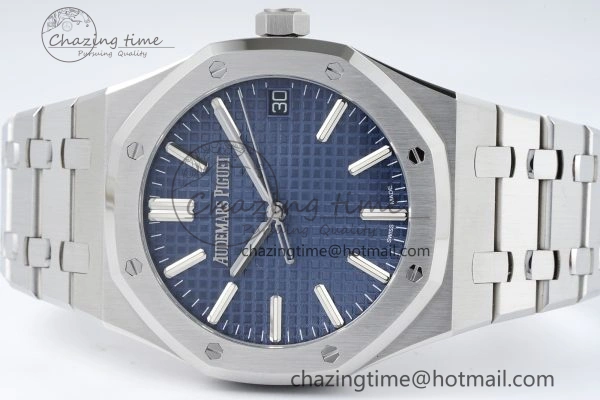 Royal Oak 41mm 15510 “50th Anniversary” SS ZF 1:1 Best Edition Blue Textured Dial on SS Bracelet A4302