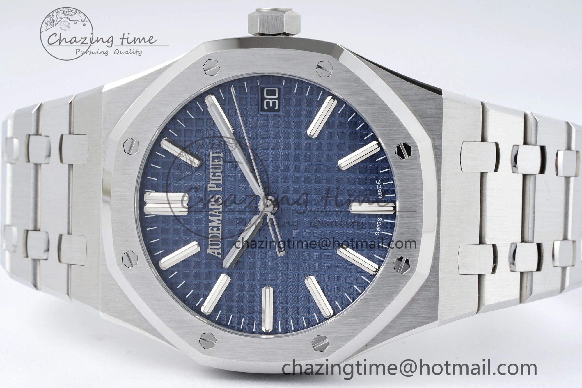Royal Oak 41mm 15510 “50th Anniversary” SS ZF 1:1 Best Edition Blue Textured Dial on SS Bracelet A4302