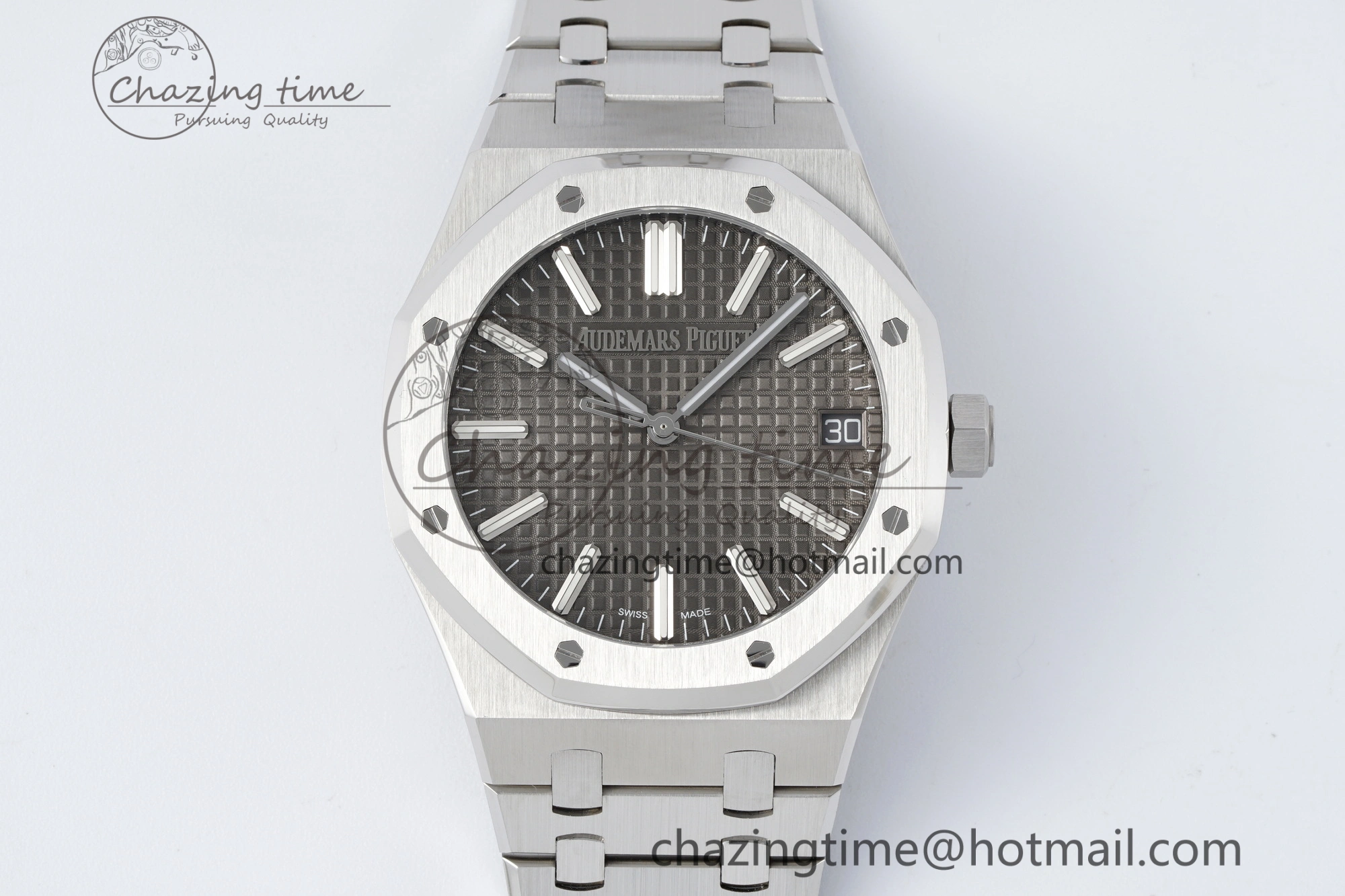 Royal Oak 41mm 15510 “50th Anniversary” SS ZF 1:1 Best Edition Gray Textured Dial on SS Bracelet A4302