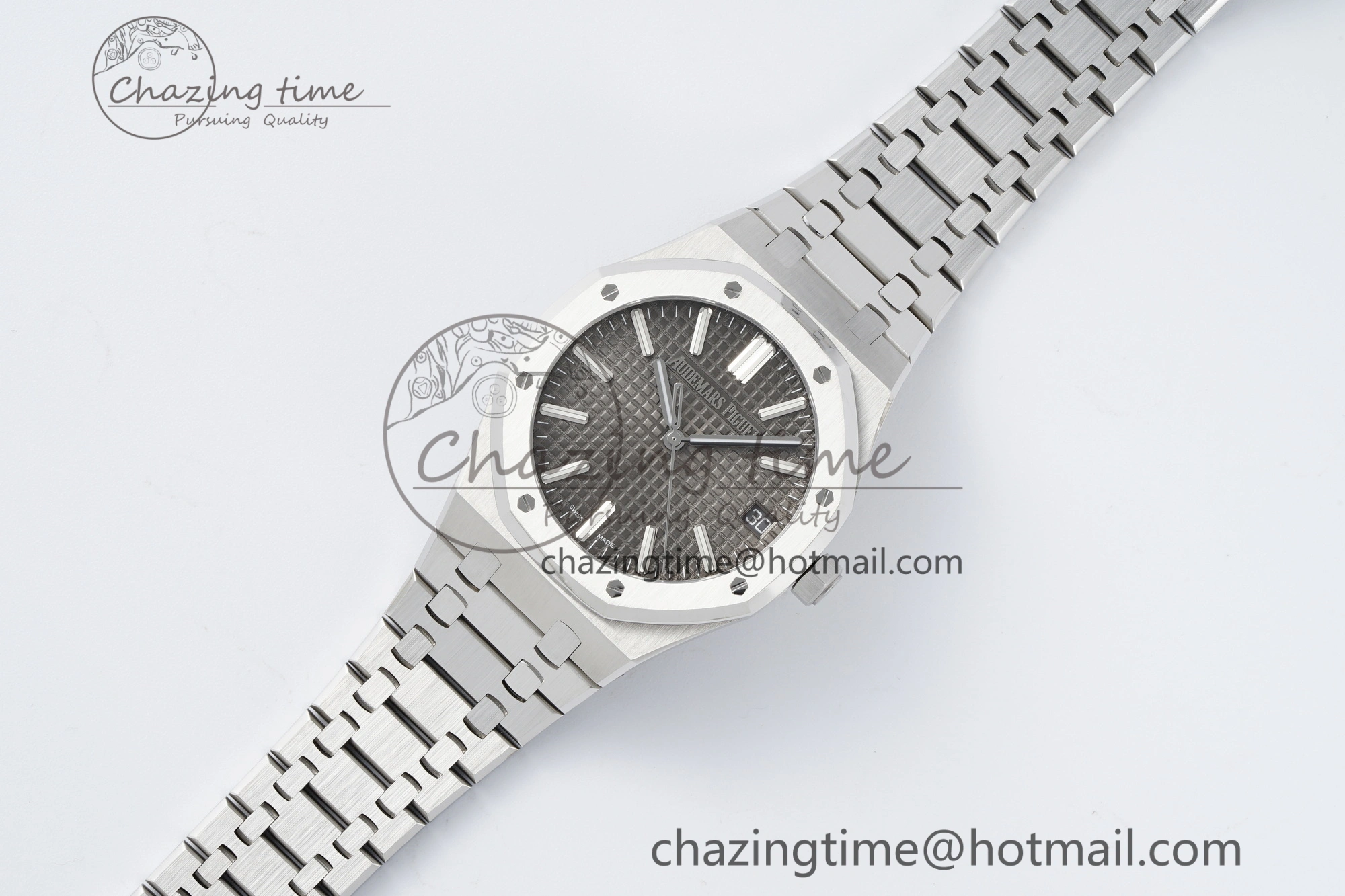 Royal Oak 41mm 15510 “50th Anniversary” SS ZF 1:1 Best Edition Gray Textured Dial on SS Bracelet A4302