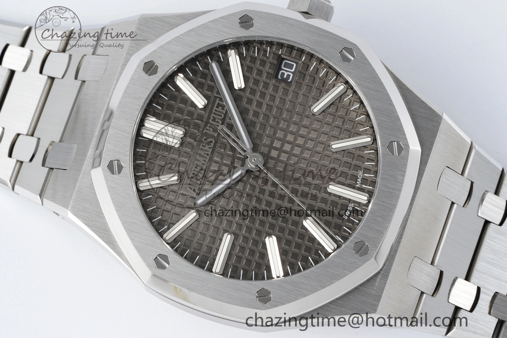 Royal Oak 41mm 15510 “50th Anniversary” SS ZF 1:1 Best Edition Gray Textured Dial on SS Bracelet A4302