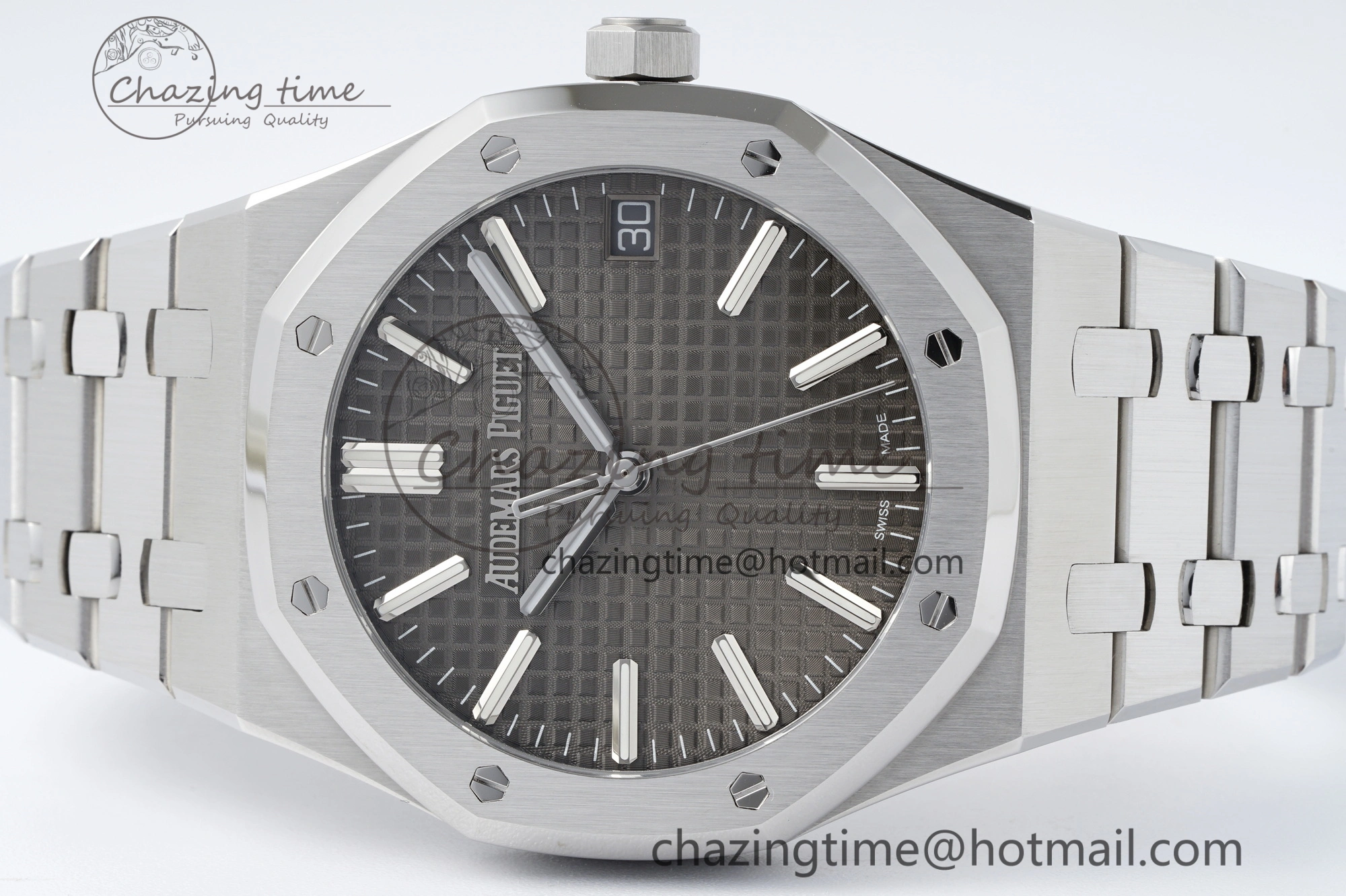 Royal Oak 41mm 15510 “50th Anniversary” SS ZF 1:1 Best Edition Gray Textured Dial on SS Bracelet A4302