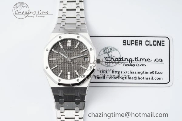 Royal Oak 41mm 15510 “50th Anniversary” SS ZF 1:1 Best Edition Gray Textured Dial on SS Bracelet A4302