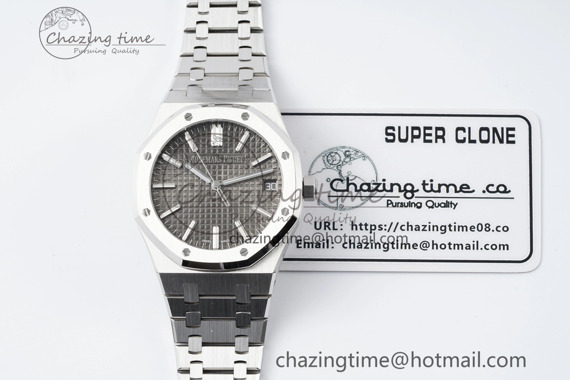Royal Oak 41mm 15510 “50th Anniversary” SS ZF 1:1 Best Edition Gray Textured Dial on SS Bracelet A4302
