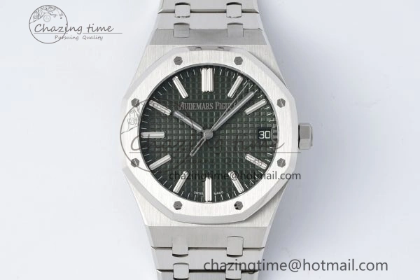 Royal Oak 41mm 15510 “50th Anniversary” SS ZF 1:1 Best Edition Green Textured Dial on SS Bracelet A4302