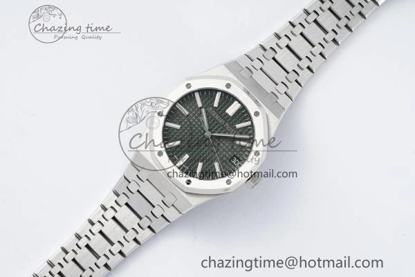 Royal Oak 41mm 15510 “50th Anniversary” SS ZF 1:1 Best Edition Green Textured Dial on SS Bracelet A4302