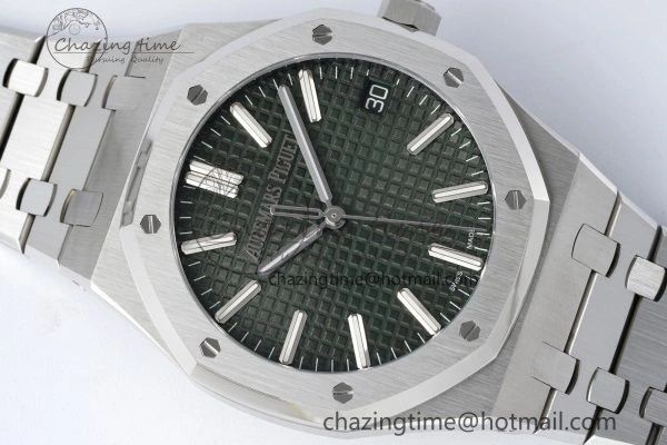 Royal Oak 41mm 15510 “50th Anniversary” SS ZF 1:1 Best Edition Green Textured Dial on SS Bracelet A4302