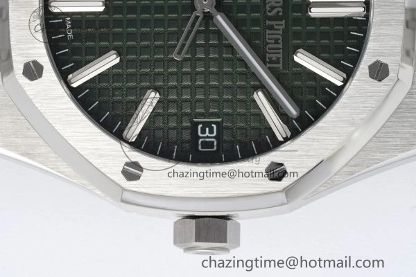 Royal Oak 41mm 15510 “50th Anniversary” SS ZF 1:1 Best Edition Green Textured Dial on SS Bracelet A4302