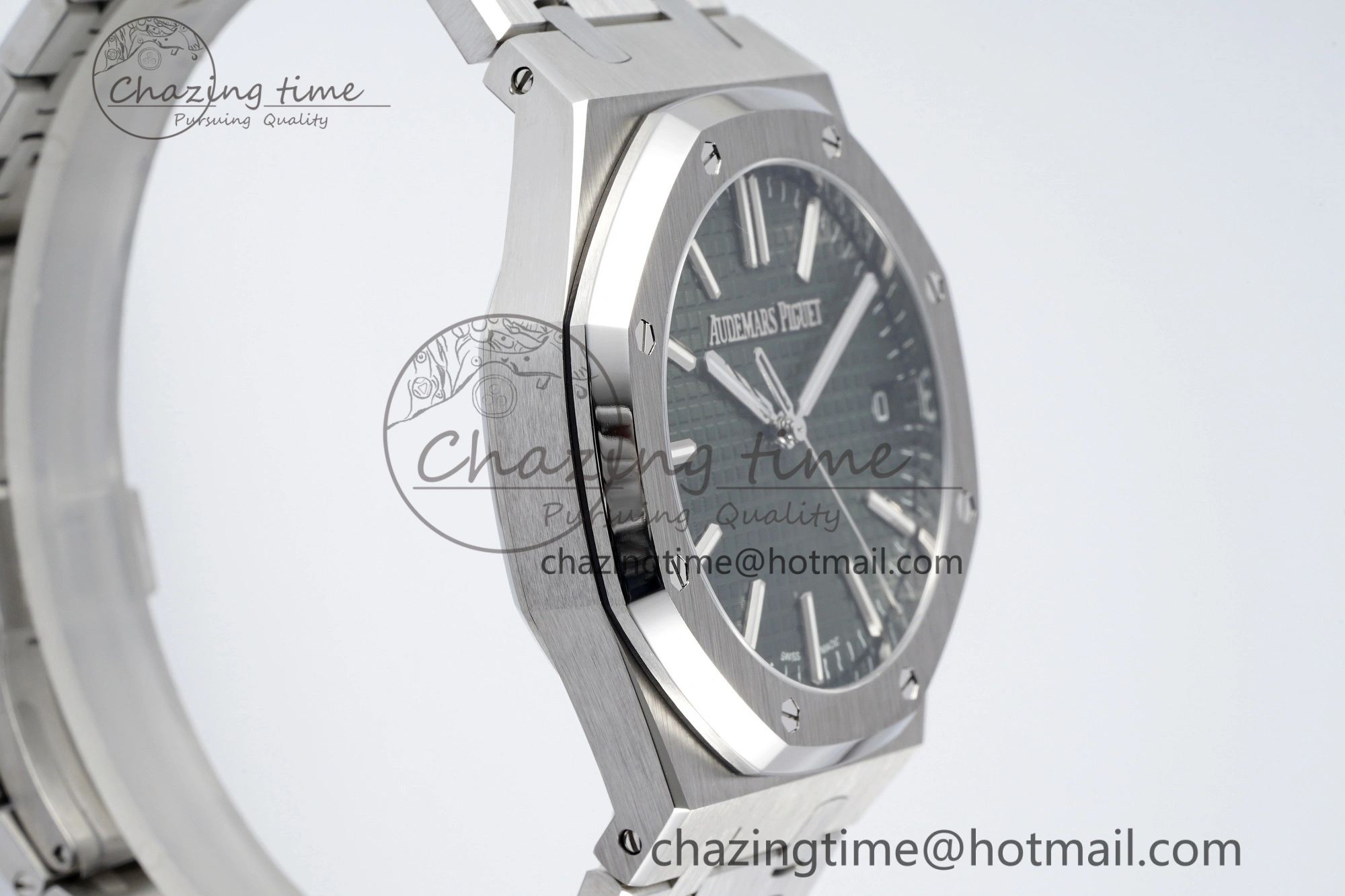 Royal Oak 41mm 15510 “50th Anniversary” SS ZF 1:1 Best Edition Green Textured Dial on SS Bracelet A4302